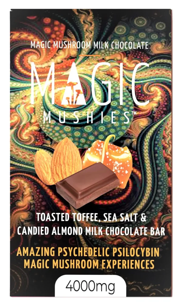 Magic Mushroom Toasted Toffee, Sea Salt, & Candied Almond Milk Chocolate Bar 4000mg - Image 2