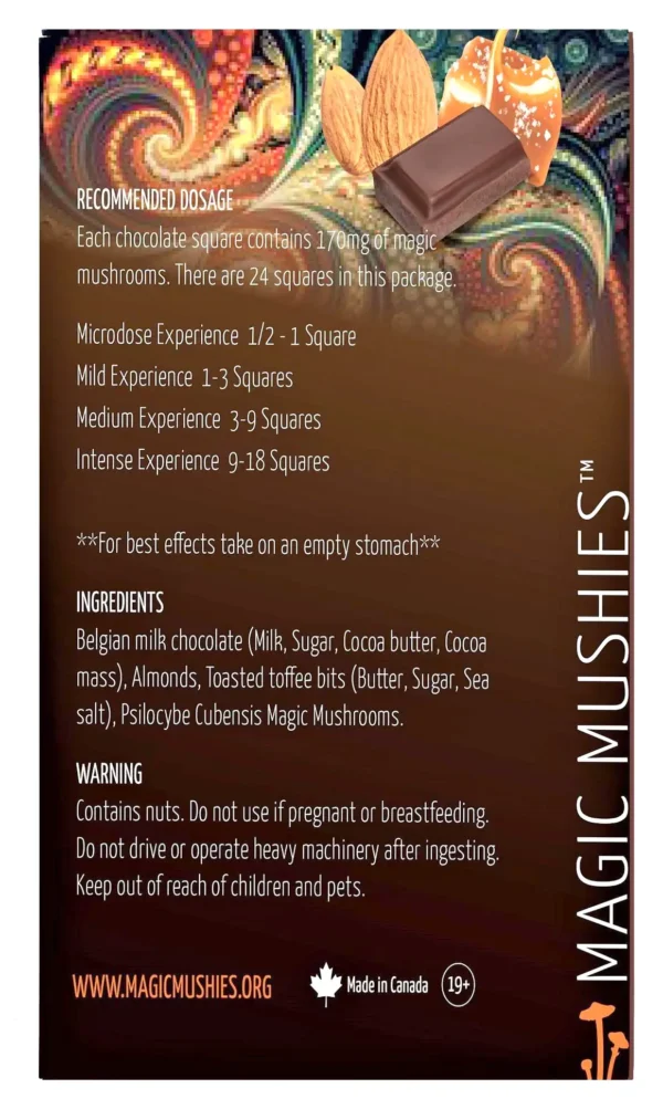 Magic Mushroom Toasted Toffee, Sea Salt, & Candied Almond Milk Chocolate Bar 4000mg - Image 3